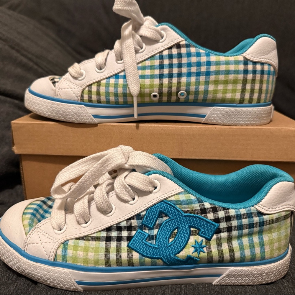 DC Plaid Sneakers - Blue and Green